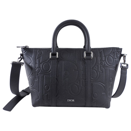 Christian Dior Black Gravity Leather Weekender 25 Bag