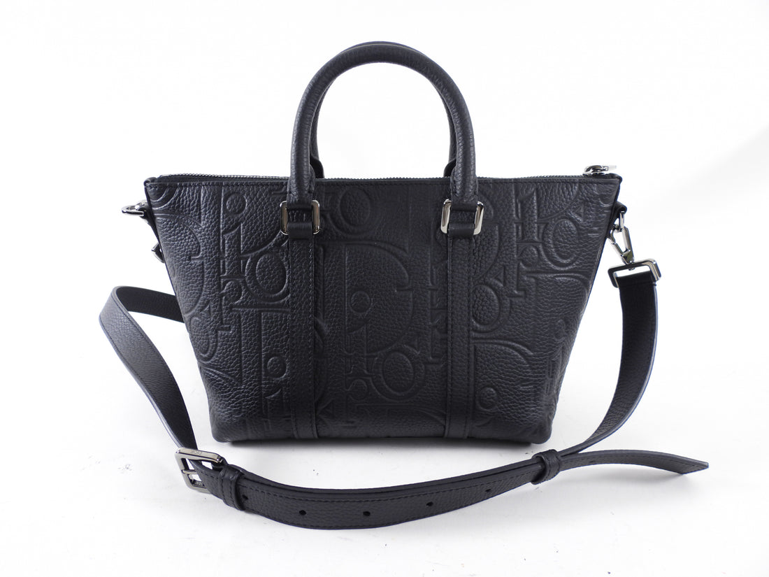 Christian Dior Black Gravity Leather Weekender 25 Bag