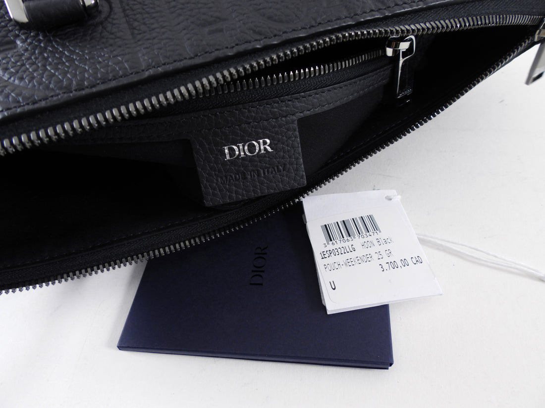 Christian Dior Black Gravity Leather Weekender 25 Bag