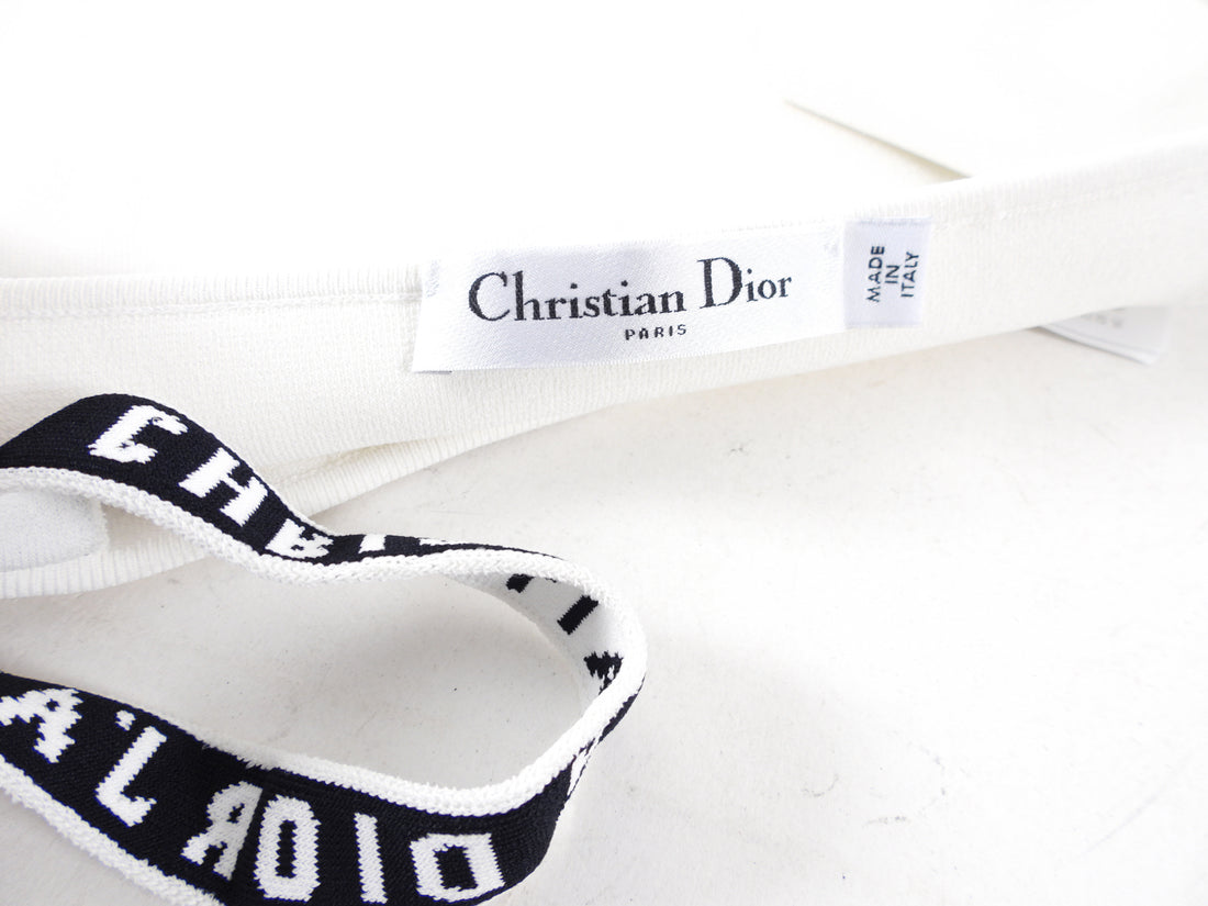 Christian Dior White Knit Crop Bandeau Tank Top - M