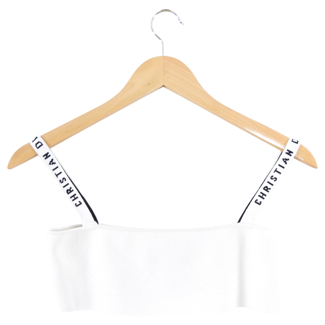 Christian Dior White Knit Crop Bandeau Tank Top - M