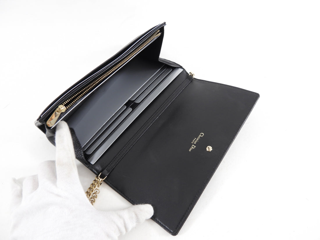 Dior Diorama Black Leather Quilt Wallet on Chain