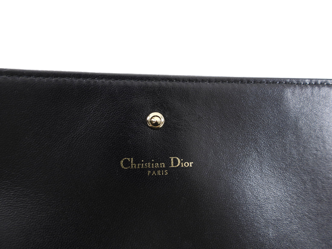 Dior Diorama Black Leather Quilt Wallet on Chain