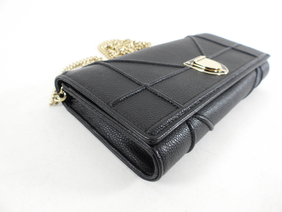 Dior Diorama Black Leather Quilt Wallet on Chain