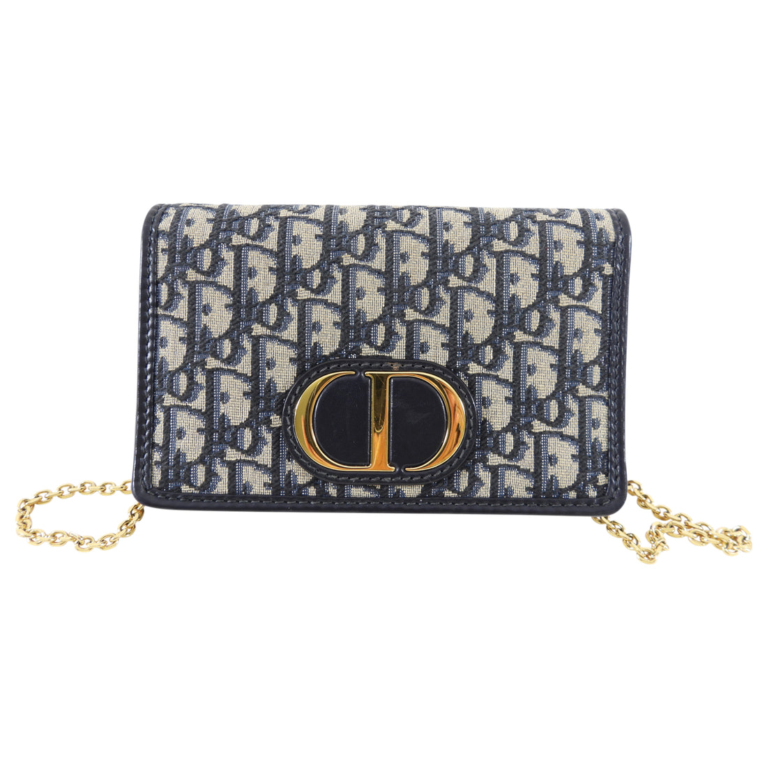 Dior Navy Oblique 2-in-1 30 Montaigne Pouch Belt Bag / Wallet on Chain