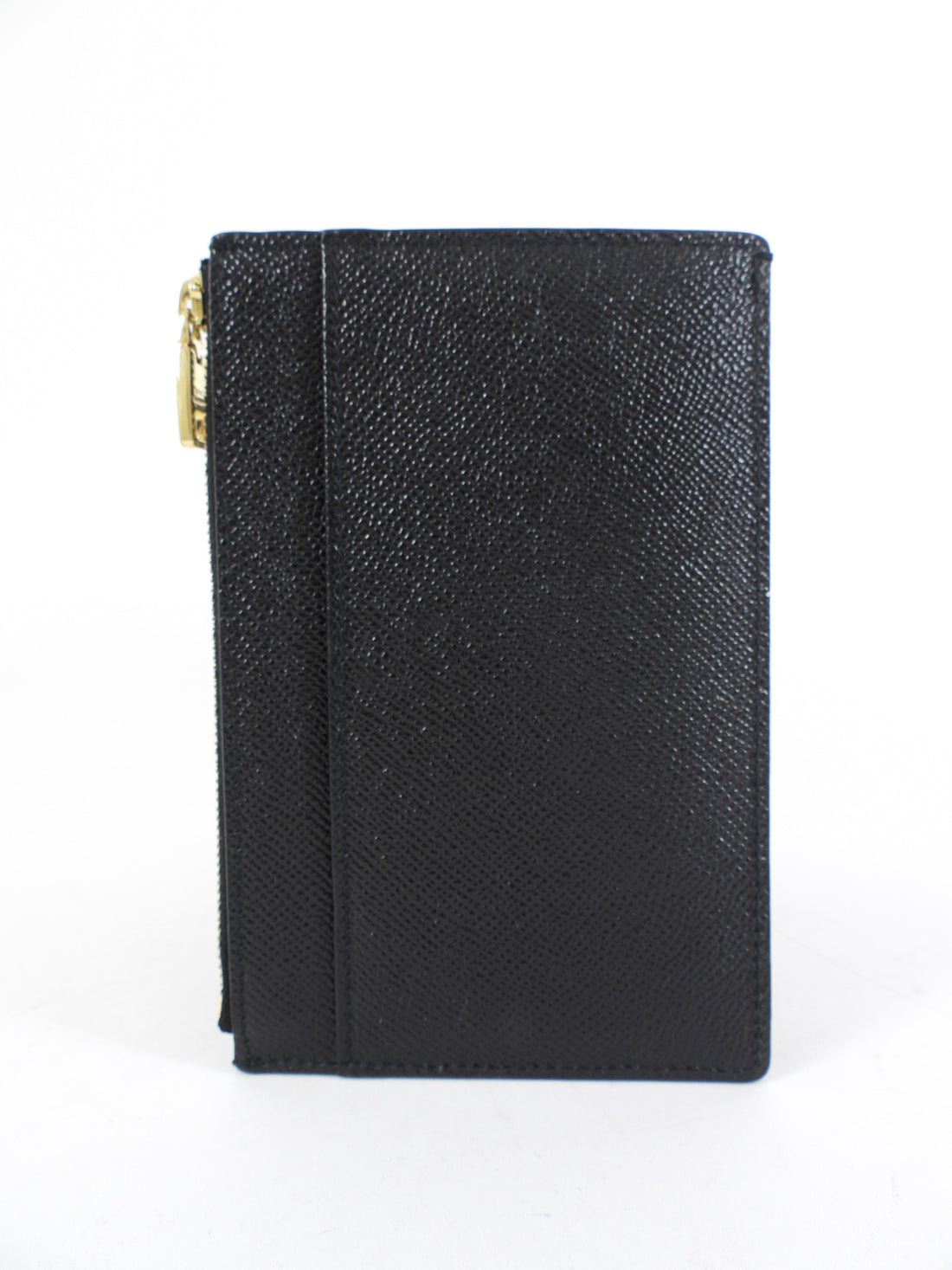 Dolce & Gabbana Black Leather Zip Card Holder Wallet