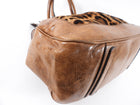 Dolce Gabanna Brown Leather Leopard Calf Bowler Bag