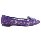 Dolce & Gabbana Purple Lace Crystal Flat Shoes - 40