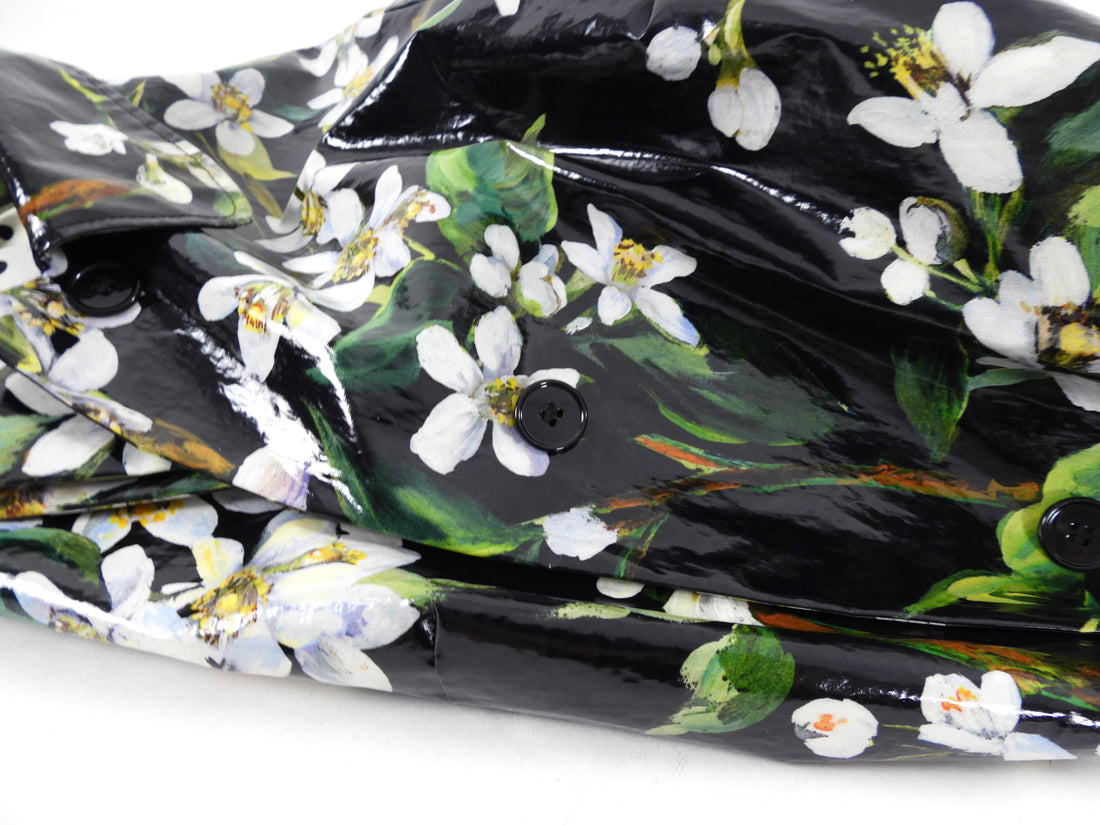 Dolce & Gabbana Black and White Floral Raincoat - S / M