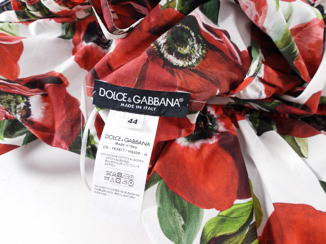 Dolce & Gabbana Red Poppies Floral Off-Shoulder Dress - IT44 / 8 / M
