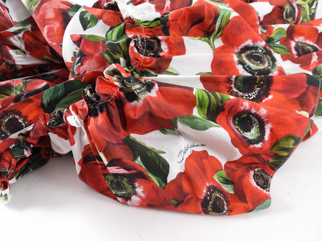 Dolce & Gabbana Red Poppies Floral Off-Shoulder Dress - IT44 / 8 / M