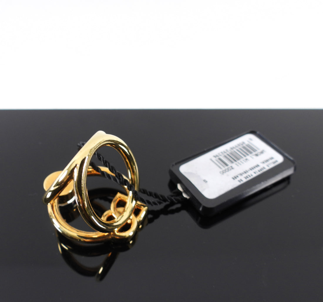 Dolce & Gabbana Crystal Goldtone DG Statement Ring - 6.5