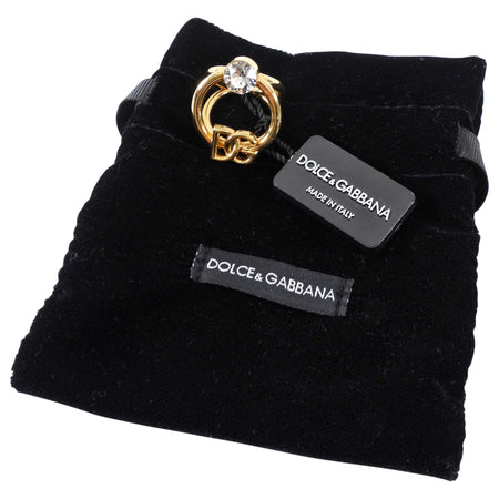 Dolce & Gabbana Crystal Goldtone DG Statement Ring - 6.5