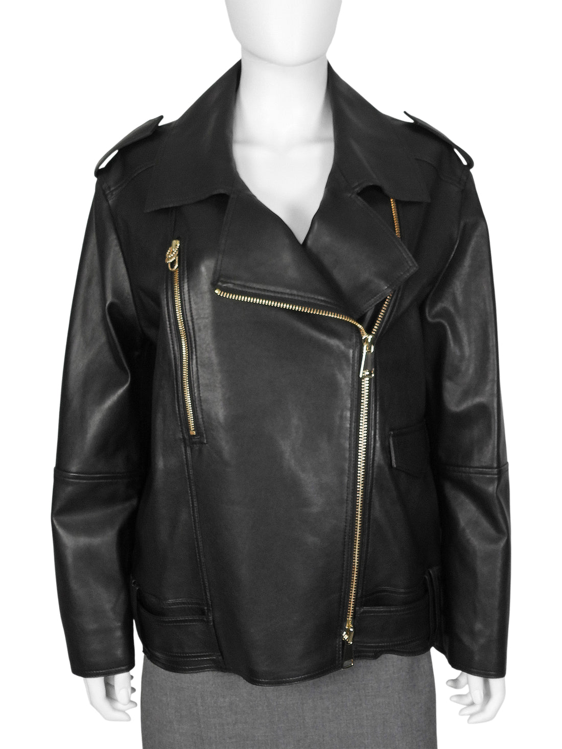Dorothy Schumacher Black Sleek Statement Nappa Leather Zip Jacket - 2 / M
