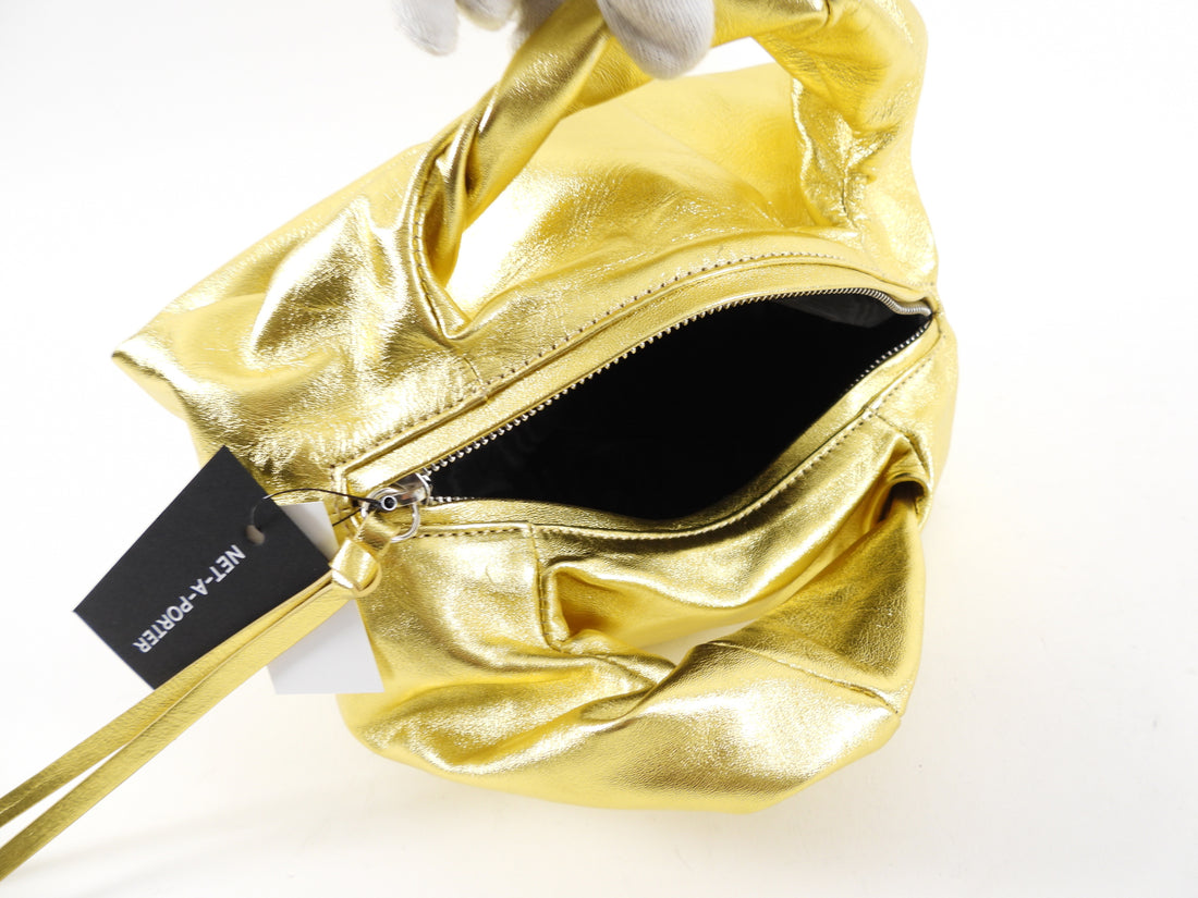 Dries Van Noten Gold Metallic Leather Bomb Bag