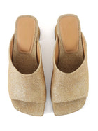 Dries van Noten Gold Glitter Fabric Open Toe Block Heel Mules - 38.5