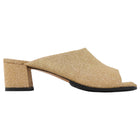 Dries van Noten Gold Glitter Fabric Open Toe Block Heel Mules - 38.5
