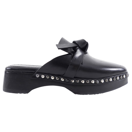 Dorothee Schumacher Black Leather Wood Clogs - 37.5