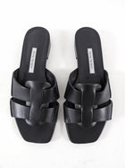 Emme Parsons Black Leather Woven Flat Sandals - 37