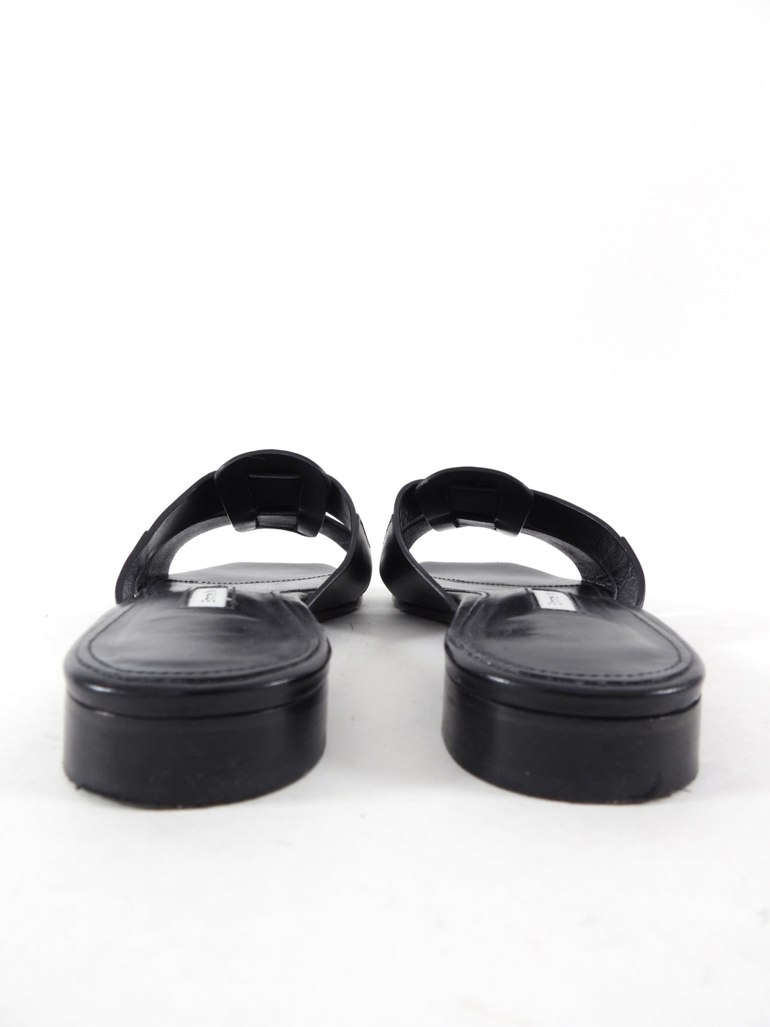 Emme Parsons Black Leather Woven Flat Sandals - 37