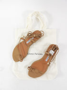 Emme Parsons Tan Leather Flat Tie Sandals - 37