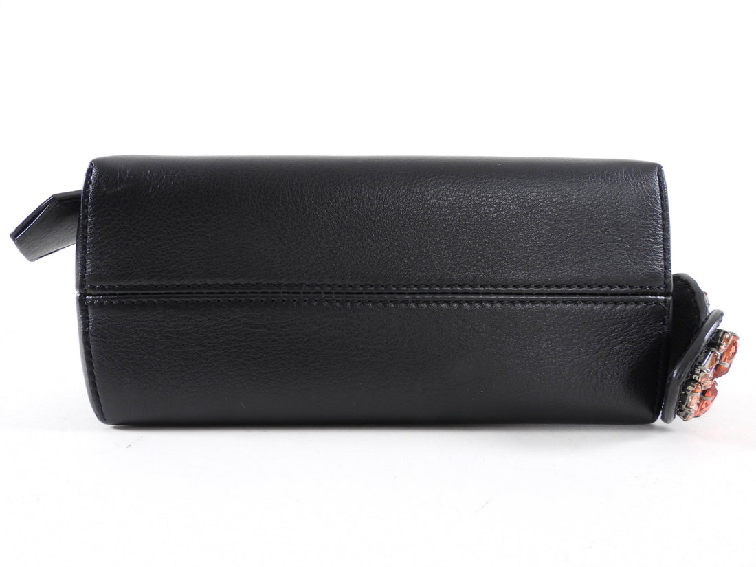 Fendi Black Leather Mini By The Way Red Crystal Crossbody Bag