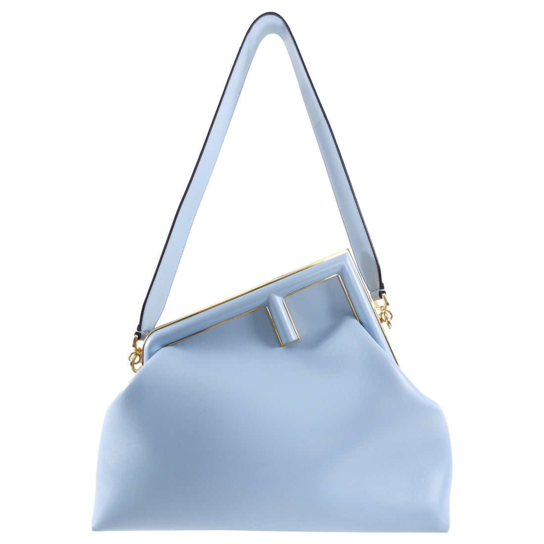 Fendi First Medium Light Blue Leather Frame Bag