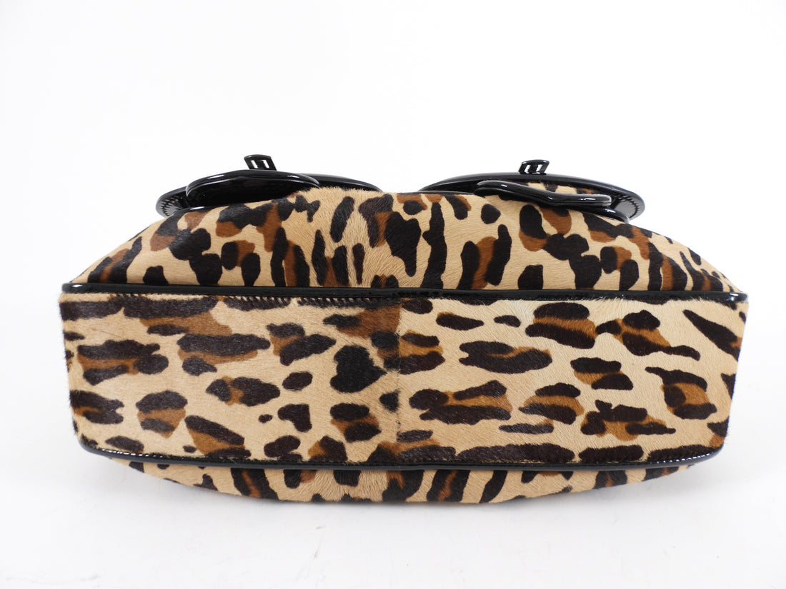 Fendi Vintage 2006 Leopard Print Pony Hair Patent B Bag