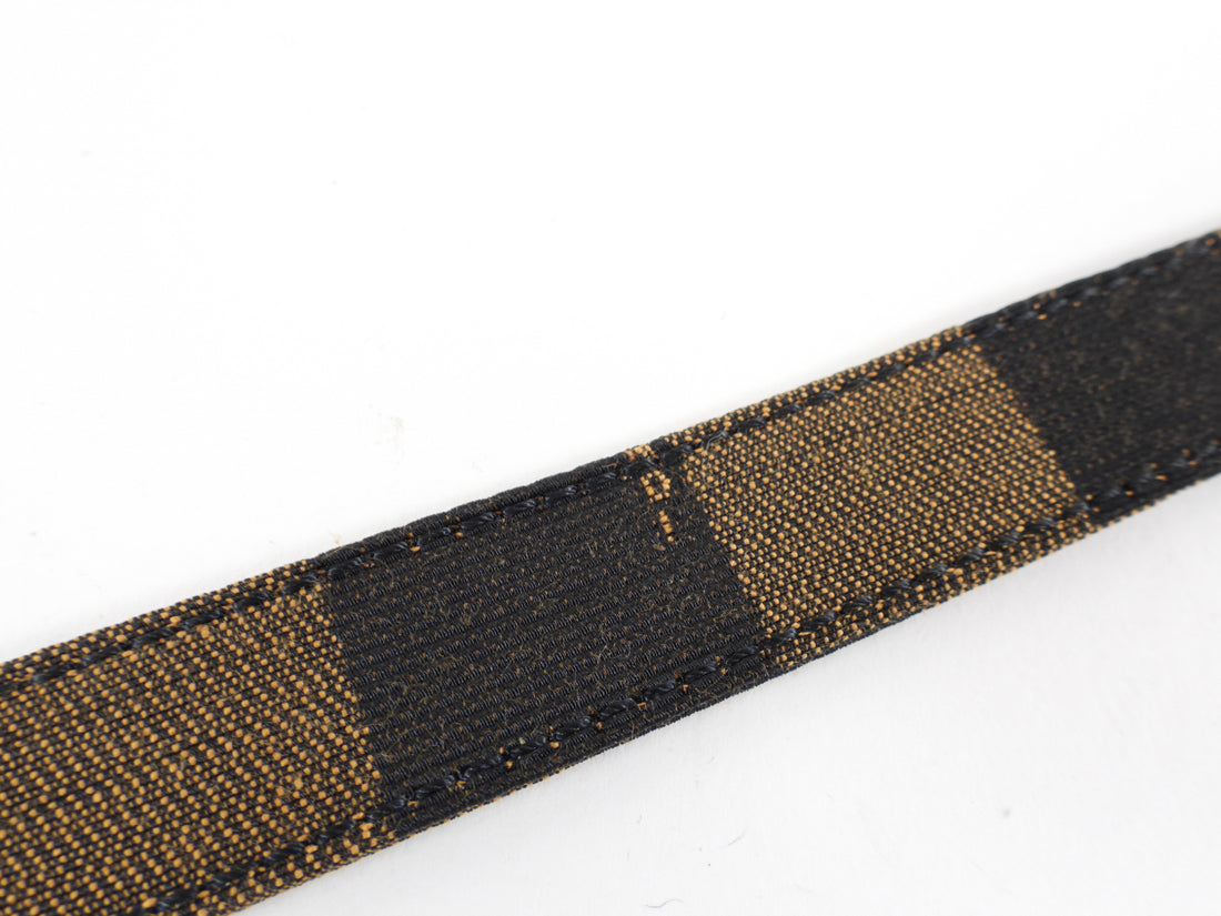 Fendi Brown Striped Canvas Chain Belt - S / M