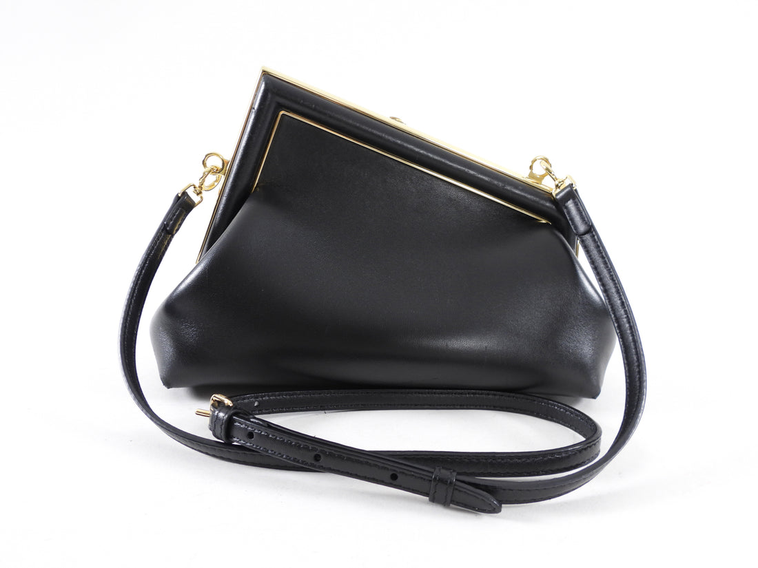 Fendi Black Smooth Leather Small First Bag