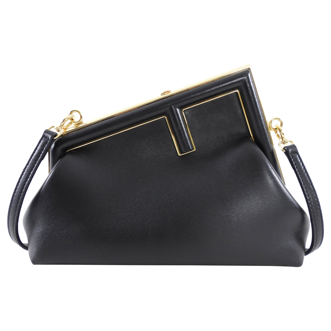 Fendi Black Smooth Leather Small First Bag
