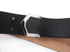Fendi Wide Black Leather Belt With Silvertone Detail - IT40 / 4