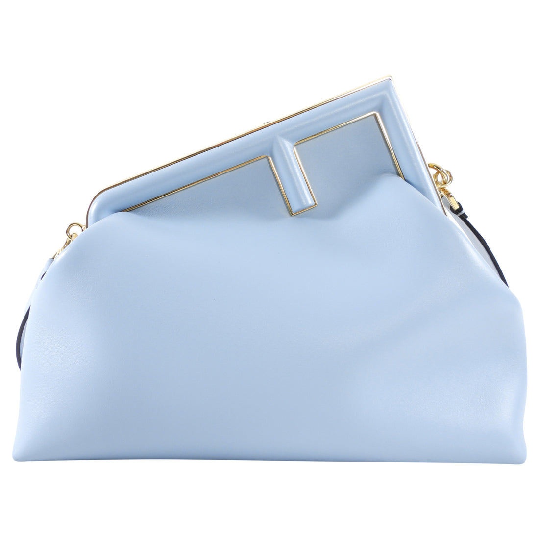 Fendi First Medium Light Blue Leather Frame Bag