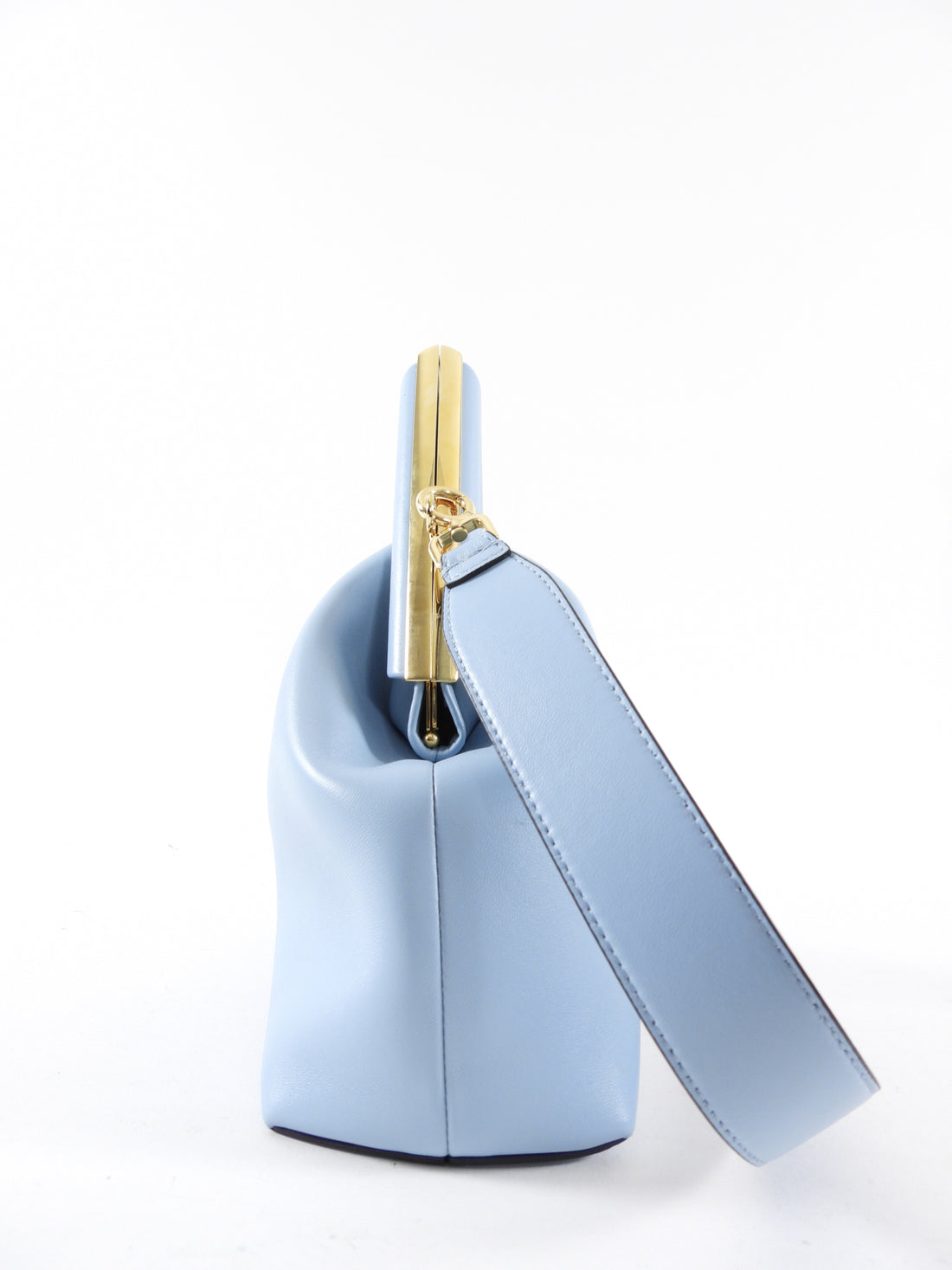 Fendi First Medium Light Blue Leather Frame Bag