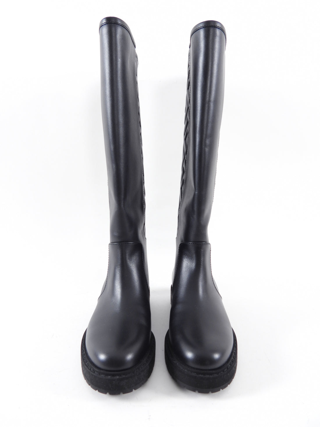 Fendi FF Embossed Black Leather Tall Boot - 36