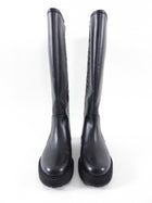 Fendi FF Embossed Black Leather Tall Boot - 36