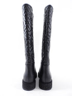 Fendi FF Embossed Black Leather Tall Boot - 36