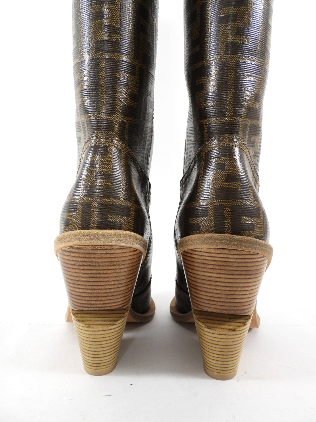 Fendi Brown Zucca Logo Cutwalk Tall Western Boots - 41