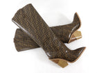 Fendi Brown Zucca Logo Cutwalk Tall Western Boots - 41