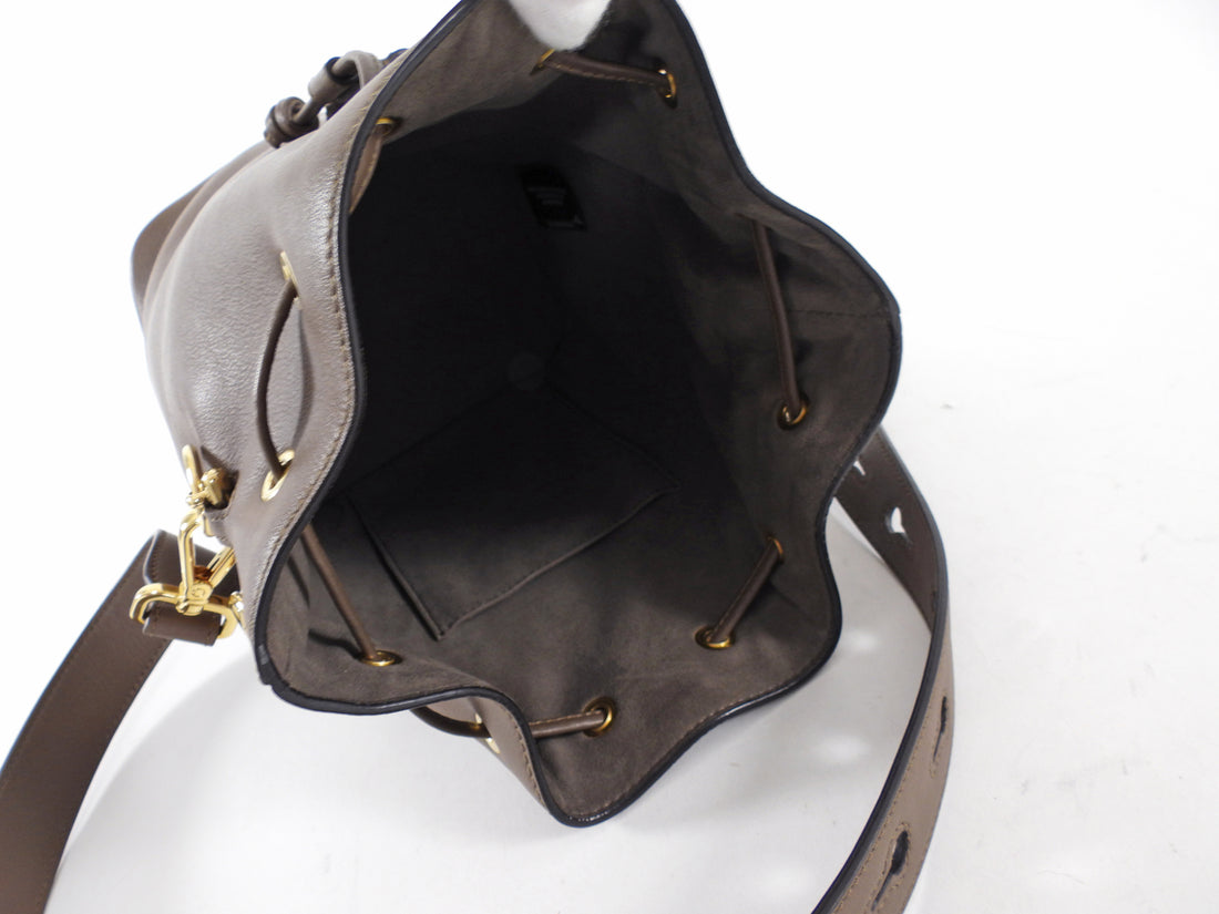 Fendi Brown Leather Mon Tresor Grand Bucket Bag
