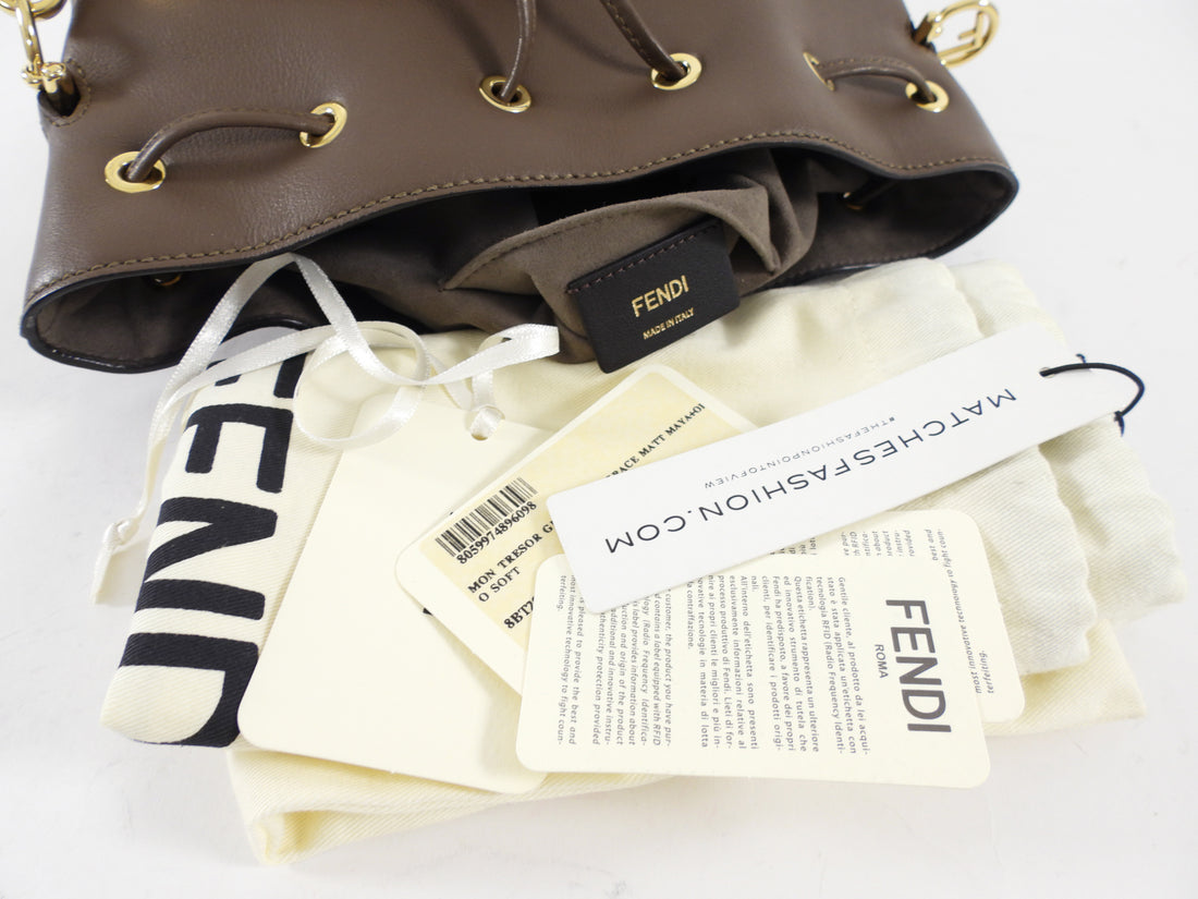 Fendi Brown Leather Mon Tresor Grand Bucket Bag