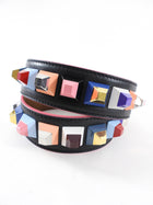 Fendi Black Leather Multi Colour Strap You Pyramid Stud Bag Strap