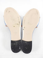 Fendi Blue Denim and Tan Leather Logo Flat Sandals - 37