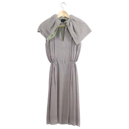 Fendi Taupe Grey and Sage Green Silk Chiffon Layered Dress - IT40 / XS / 2 / 4