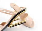 Fendi First Nude Leather Mid Gold Metal Heel Sandals - 37