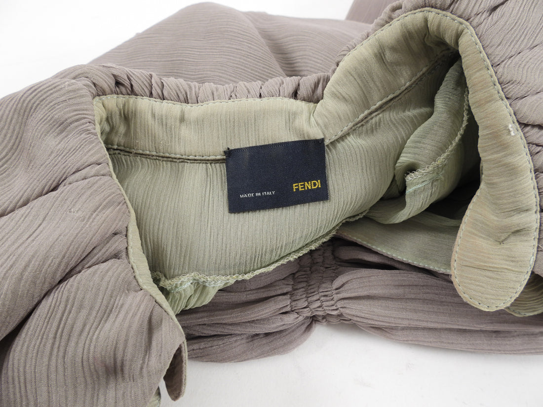 Fendi Taupe Grey and Sage Green Silk Chiffon Layered Dress - IT40 / XS I MISS YOU VINTAGE Fendi Taupe Grey and Sage Green Silk Chiffon Layered Dress - IT40 / XS I MISS YOU VINTAGE