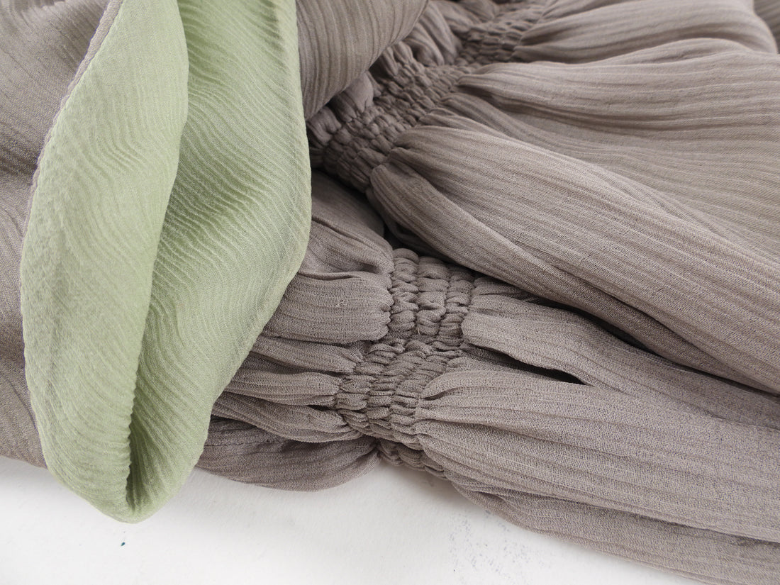 Fendi Taupe Grey and Sage Green Silk Chiffon Layered Dress - IT40 / XS / 2 / 4