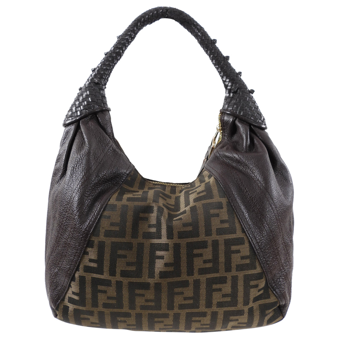 Fendi Brown Zucca Logo Spy Hobo Bag