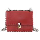 Fendi Red Leather Kan I Small Chain Flap Bag