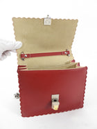 Fendi Red Leather Kan I Small Chain Flap Bag